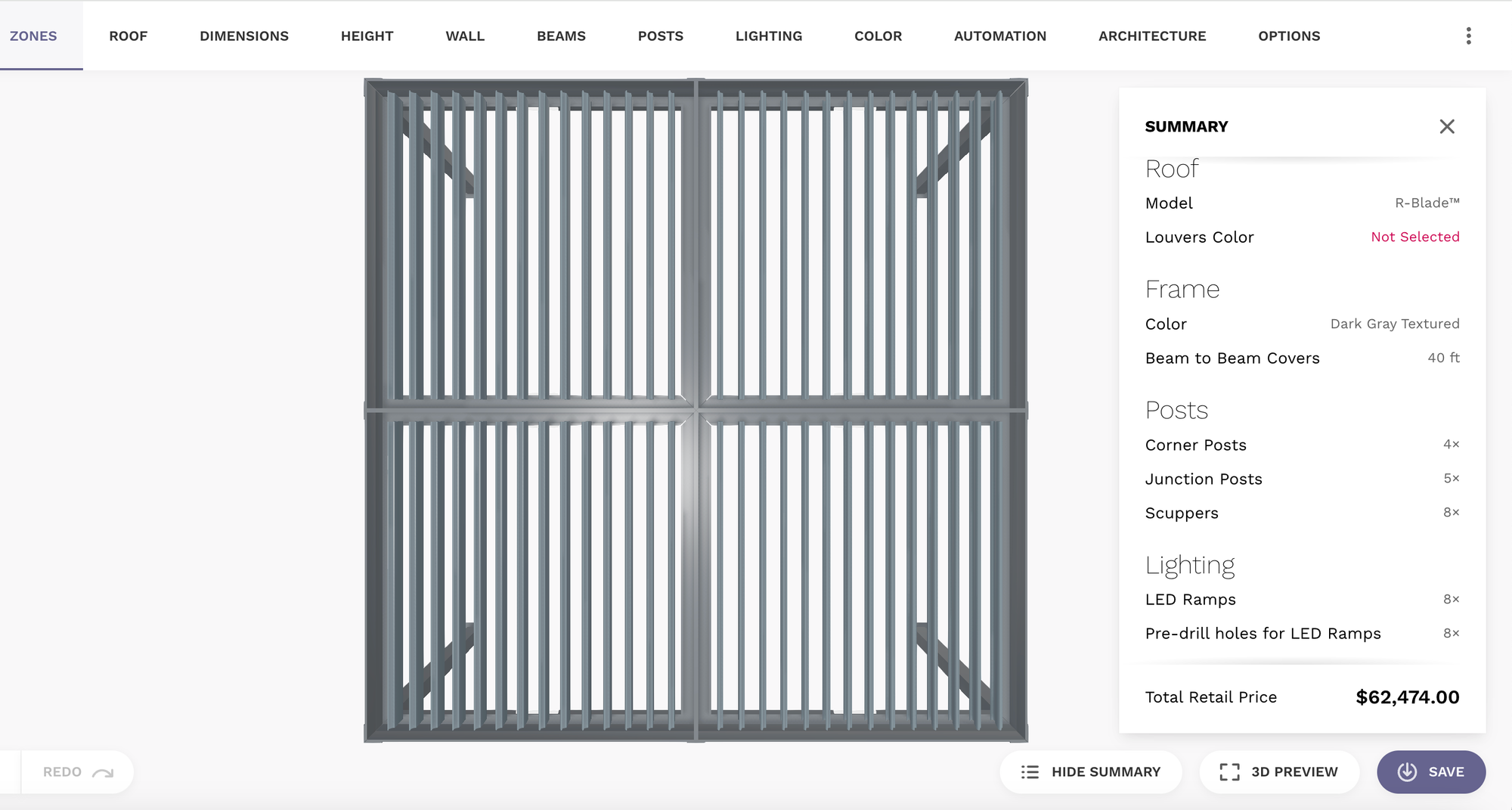 BOM configurator pergola